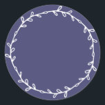 Rustic Homemade Navy Blue Write On Classic Round Sticker<br><div class="desc">Rustic,  simple and modern write on homemade sticker with a lovely white wreath on a navy blue background. Simply write your name and the product name on the label. Exclusively designed for you by Happy Dolphin Studio. If you need any help or matching products,  please contact us at happydolphinstudio@outlook.com.</div>