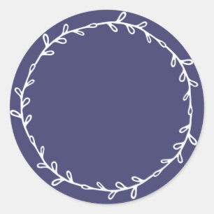 Rustic Homemade Navy Blue Write On Classic Round Sticker