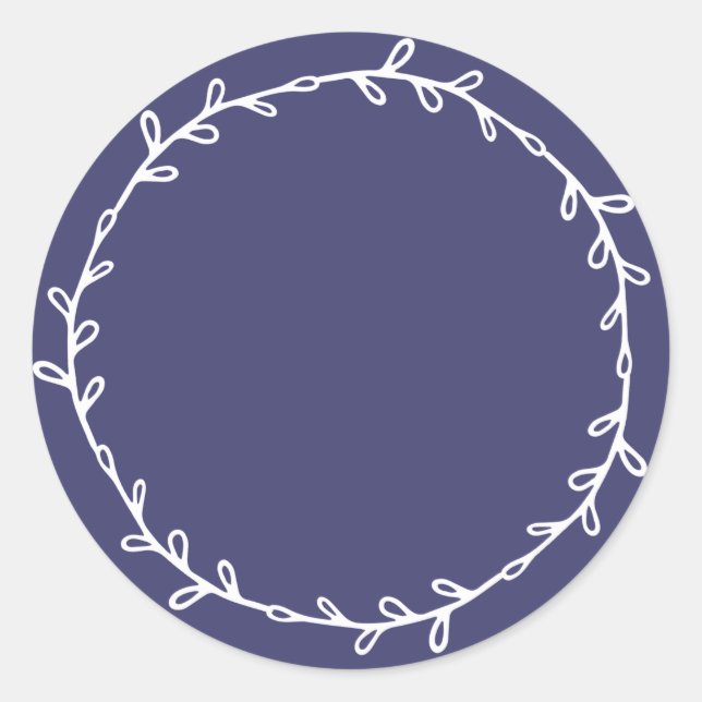 Rustic Homemade Navy Blue Write On Classic Round Sticker (Front)