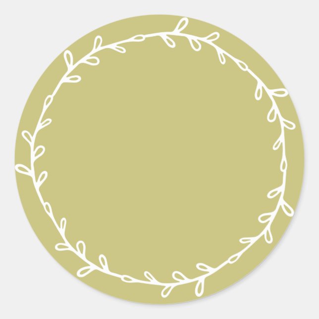 Rustic Homemade Olive Green Write On Classic Round Sticker (Front)