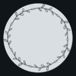 Rustic Homemade Pastel Blue Write On Classic Round Sticker<br><div class="desc">Rustic, simple and modern write on homemade sticker with a lovely off-black foliage wreath on a pastel blue background. Simply write your name and the product name on the label. Exclusively designed for you by Happy Dolphin Studio. If you need any help or matching products, please contact us at happydolphinstudio@outlook.com....</div>