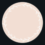Rustic Homemade Pastel Pink Write On Classic Round Sticker<br><div class="desc">Rustic, simple and modern write on homemade sticker with a lovely white foliage wreath on a peach dust pastel pink background. Simply write your name and the product name on the label. Exclusively designed for you by Happy Dolphin Studio. If you need any help or matching products, please contact us...</div>