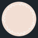 Rustic Homemade Pastel Pink Write On Classic Round Sticker<br><div class="desc">Rustic, simple and modern write on homemade sticker with a lovely white foliage wreath on a peach dust pastel pink background. Simply write your name and the product name on the label. Exclusively designed for you by Happy Dolphin Studio. If you need any help or matching products, please contact us...</div>