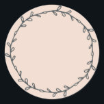 Rustic Homemade Pastel Pink Write On Classic Round Sticker<br><div class="desc">Rustic, simple and modern write on homemade sticker with a lovely off-black foliage wreath on a peach dust pastel pink background. Simply write your name and the product name on the label. Exclusively designed for you by Happy Dolphin Studio. If you need any help or matching products, please contact us...</div>
