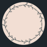 Rustic Homemade Pastel Pink Write On Classic Round Sticker<br><div class="desc">Rustic, simple and modern write on homemade sticker with a lovely off-black foliage wreath on a peach dust pastel pink background. Simply write your name and the product name on the label. Exclusively designed for you by Happy Dolphin Studio. If you need any help or matching products, please contact us...</div>