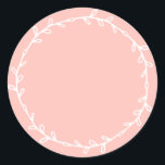 Rustic Homemade Pastel Pink Write On Classic Round Sticker<br><div class="desc">Rustic, simple and modern write on homemade sticker with a lovely white foliage wreath on a pastel pink background. Simply write your name and the product name on the label. Exclusively designed for you by Happy Dolphin Studio. If you need any help or matching products, please contact us at happydolphinstudio@outlook.com....</div>
