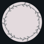 Rustic Homemade Pastel Purple Write On Classic Round Sticker<br><div class="desc">Rustic, simple and modern write on homemade sticker with a lovely off-black foliage wreath on a pastel purple background. Simply write your name and the product name on the label. Exclusively designed for you by Happy Dolphin Studio. If you need any help or matching products, please contact us at happydolphinstudio@outlook.com....</div>