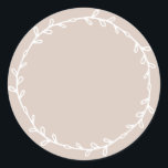 Rustic Homemade Pastel Purple Write On Classic Round Sticker<br><div class="desc">Rustic, simple and modern write on homemade sticker with a lovely white foliage wreath on an almond peach pastel purple background. Simply write your name and the product name on the label. Exclusively designed for you by Happy Dolphin Studio. If you need any help or matching products, please contact us...</div>