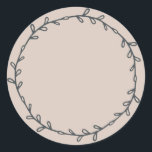 Rustic Homemade Pastel Purple Write On Classic Round Sticker<br><div class="desc">Rustic, simple and modern write on homemade sticker with a lovely off-black foliage wreath on an almond peach pastel purple background. Simply write your name and the product name on the label. Exclusively designed for you by Happy Dolphin Studio. If you need any help or matching products, please contact us...</div>