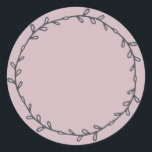 Rustic Homemade Pastel Purple Write On Classic Round Sticker<br><div class="desc">Rustic, simple and modern write on homemade sticker with a lovely off-black foliage wreath on a pastel purple background. Simply write your name and the product name on the label. Exclusively designed for you by Happy Dolphin Studio. If you need any help or matching products, please contact us at happydolphinstudio@outlook.com....</div>