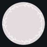 Rustic Homemade Pastel Purple Write On Classic Round Sticker<br><div class="desc">Rustic, simple and modern write on homemade sticker with a lovely white foliage wreath on a pastel purple background. Simply write your name and the product name on the label. Exclusively designed for you by Happy Dolphin Studio. If you need any help or matching products, please contact us at happydolphinstudio@outlook.com....</div>