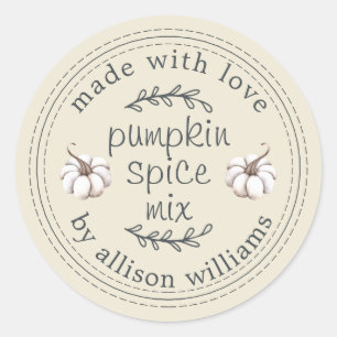 Rustic Homemade Pumpkin Spice Mix Antique White Classic Round Sticker