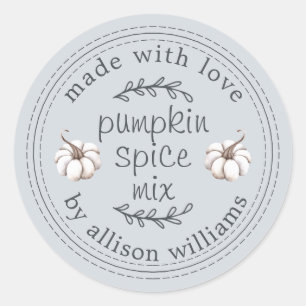 Rustic Homemade Pumpkin Spice Mix Blue Classic Round Sticker