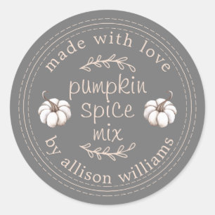 Rustic Homemade Pumpkin Spice Mix Dark Grey Classic Round Sticker