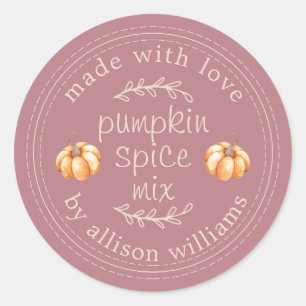 Rustic Homemade Pumpkin Spice Mix Dusty Rose Classic Round Sticker