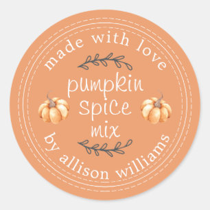 Rustic Homemade Pumpkin Spice Mix Orange Classic Round Sticker
