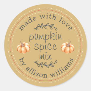 Rustic Homemade Pumpkin Spice Mix Yellow Classic Round Sticker