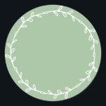 Rustic Homemade Quiet Green Write On Classic Round Sticker<br><div class="desc">Rustic, simple and modern write on homemade sticker with a lovely white foliage wreath on a quiet green background. Simply write your name and the product name on the label. Exclusively designed for you by Happy Dolphin Studio. If you need any help or matching products, please contact us at happydolphinstudio@outlook.com....</div>