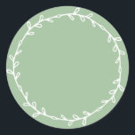 Rustic Homemade Quiet Green Write On Classic Round Sticker<br><div class="desc">Rustic, simple and modern write on homemade sticker with a lovely white foliage wreath on a quiet green background. Simply write your name and the product name on the label. Exclusively designed for you by Happy Dolphin Studio. If you need any help or matching products, please contact us at happydolphinstudio@outlook.com....</div>