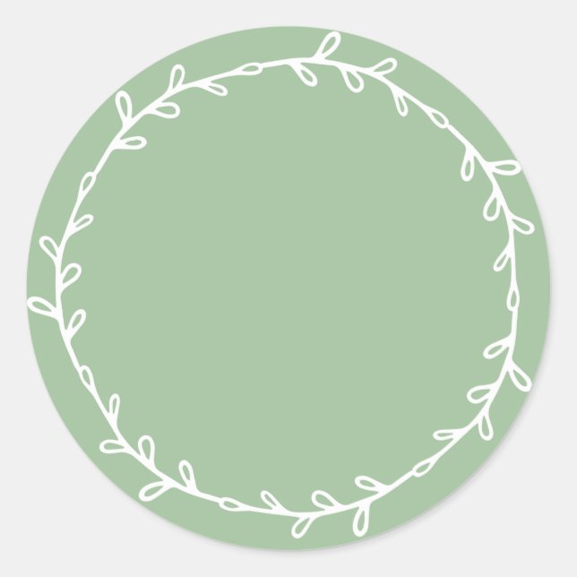 Rustic Homemade Quiet Green Write On Classic Round Sticker (Front)