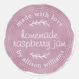 Rustic Homemade Raspberry Jam Canning Purple Jar Classic Round Sticker