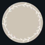 Rustic Homemade Shiitake Grey Write On Classic Round Sticker<br><div class="desc">Rustic, simple and modern write on homemade sticker with a lovely white foliage wreath on a shiitake grey background. Simply write your name and the product name on the label. Exclusively designed for you by Happy Dolphin Studio. If you need any help or matching products, please contact us at happydolphinstudio@outlook.com....</div>