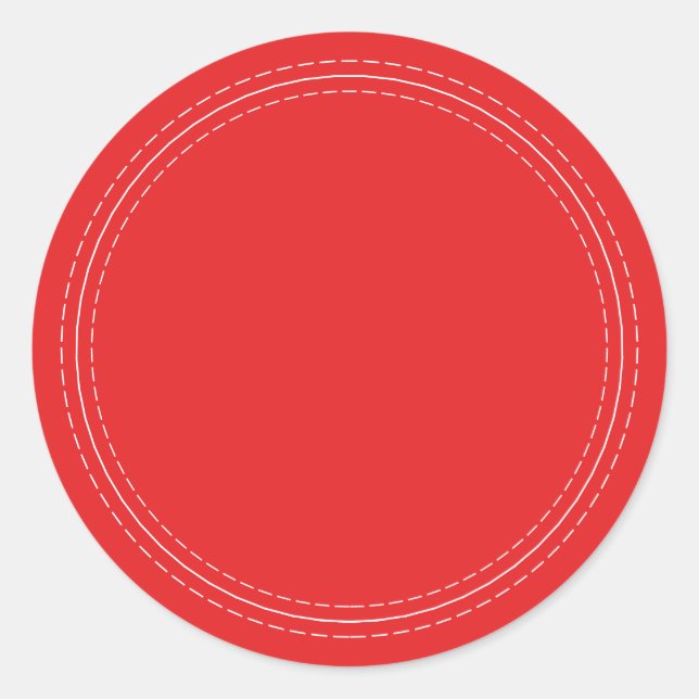 Rustic Homemade Simple Bright Red Write On Classic Round Sticker (Front)