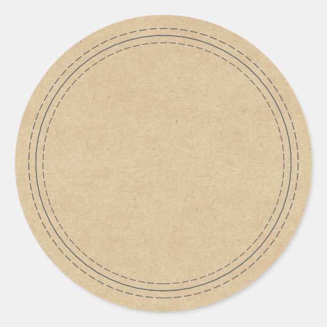 Rustic Homemade Simple Kraft Paper Write On Classic Round Sticker (Front)