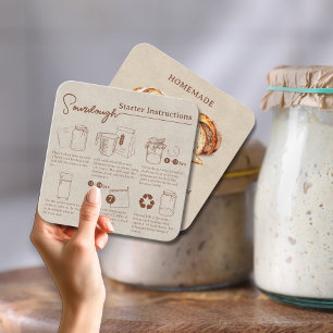 Rustic Homemade Sourdough Starter Instructions Square Business Card
