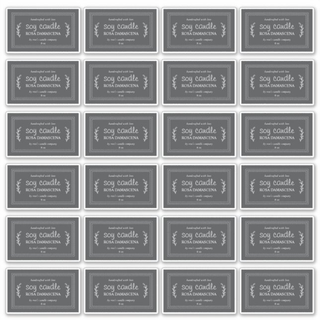 Rustic Homemade Soy Candle Labels 24x Jet Black (Front)