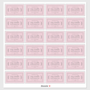 Rustic Homemade Soy Candle Labels 24x Parfait Pink