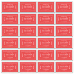 Rustic Homemade Soy Candle Labels 24x Red
