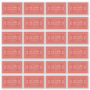 Rustic Homemade Soy Candle Labels 24x Warm Red