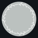 Rustic Homemade Storm Grey Write On Classic Round Sticker<br><div class="desc">Rustic, simple and modern write on homemade sticker with a lovely white foliage wreath on a storm grey background. Simply write your name and the product name on the label. Exclusively designed for you by Happy Dolphin Studio. If you need any help or matching products, please contact us at happydolphinstudio@outlook.com....</div>
