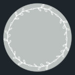 Rustic Homemade Storm Grey Write On Classic Round Sticker<br><div class="desc">Rustic, simple and modern write on homemade sticker with a lovely white foliage wreath on a storm grey background. Simply write your name and the product name on the label. Exclusively designed for you by Happy Dolphin Studio. If you need any help or matching products, please contact us at happydolphinstudio@outlook.com....</div>