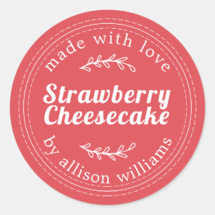 Rustic Homemade Strawberry Cheesecake Red Classic Round Sticker