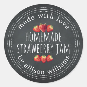 Rustic Homemade Strawberry Jam Chalkboard Classic Round Sticker