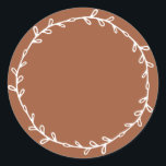 Rustic Homemade TerraCotta Write On Classic Round Sticker<br><div class="desc">Rustic,  simple and modern write on homemade sticker with a lovely white wreath on a terracotta background. Simply write your name and the product name on the label. Exclusively designed for you by Happy Dolphin Studio. If you need any help or matching products,  please contact us at happydolphinstudio@outlook.com.</div>