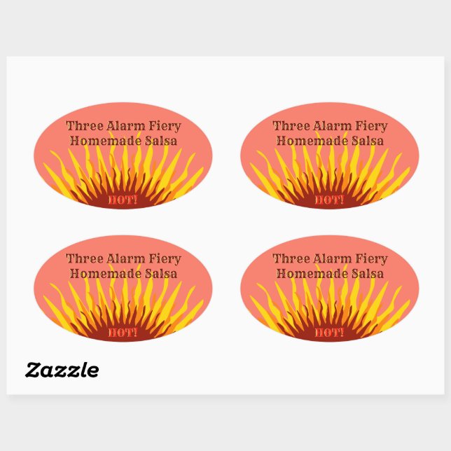 Rustic Homemade Three Alarm Hot Salsa Canning Oval Sticker (Sheet)