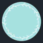 Rustic Homemade Turquoise Blue Write On Classic Round Sticker<br><div class="desc">Rustic, simple and modern write on homemade sticker with a lovely white foliage wreath on a turquoise blue background. Simply write your name and the product name on the label. Exclusively designed for you by Happy Dolphin Studio. If you need any help or matching products, please contact us at happydolphinstudio@outlook.com....</div>