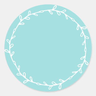 Rustic Homemade Turquoise Blue Write On Classic Round Sticker