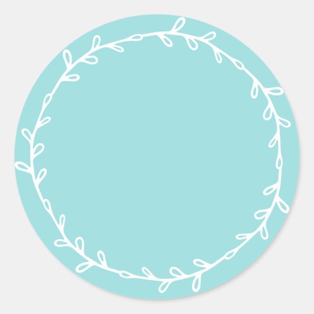 Rustic Homemade Turquoise Blue Write On Classic Round Sticker (Front)