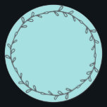 Rustic Homemade Turquoise Blue Write On Classic Round Sticker<br><div class="desc">Rustic, simple and modern write on homemade sticker with a lovely off-black foliage wreath on a turquoise blue background. Simply write your name and the product name on the label. Exclusively designed for you by Happy Dolphin Studio. If you need any help or matching products, please contact us at happydolphinstudio@outlook.com....</div>