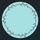 Rustic Homemade Turquoise Blue Write On Classic Round Sticker<br><div class="desc">Rustic, simple and modern write on homemade sticker with a lovely off-black foliage wreath on a turquoise blue background. Simply write your name and the product name on the label. Exclusively designed for you by Happy Dolphin Studio. If you need any help or matching products, please contact us at happydolphinstudio@outlook.com....</div>