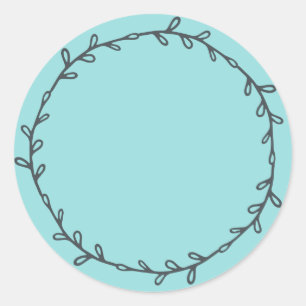 Rustic Homemade Turquoise Blue Write On Classic Round Sticker