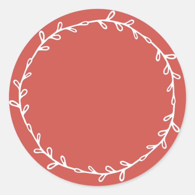 Rustic Homemade Warm Red Write On Classic Round Sticker (Front)