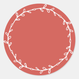 Rustic Homemade Warm Red Write On Classic Round Sticker
