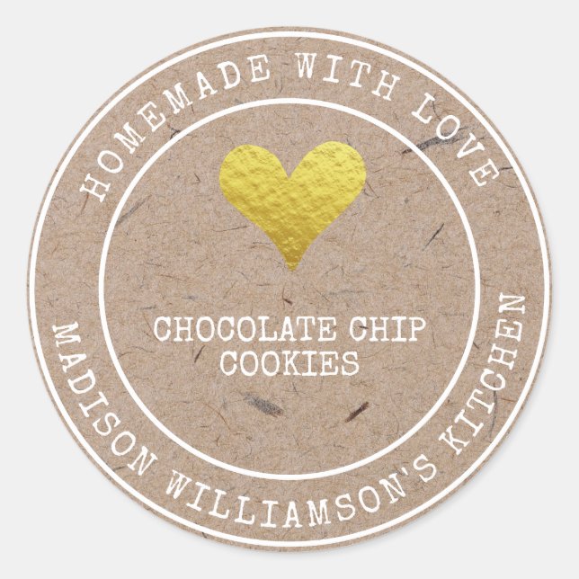 Rustic Homemade with Love  | baked goods Label (Front)