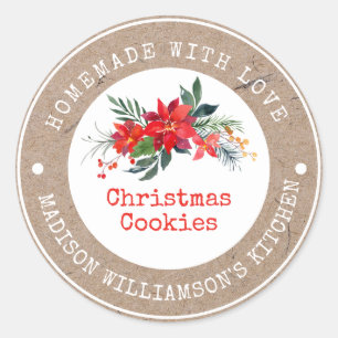 Rustic Homemade with Love Christmas Cookies Classic Round Sticker