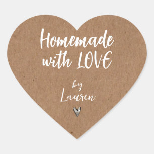 Rustic HOMEMADE with LOVE  Heart Sticker